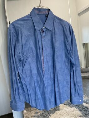 Robert Graham Men's Blue Patterned Dress Shirt